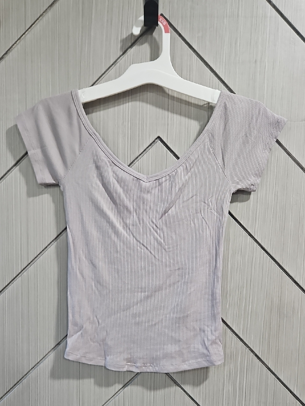 wild fable Ribbed V-Neck Short Sleeve Top - Lavender
